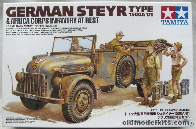 Tamiya 1/35 German Steyr Type 1500A/01 - With Africa Korps Infantry At Rest, MM305 plastic model kit